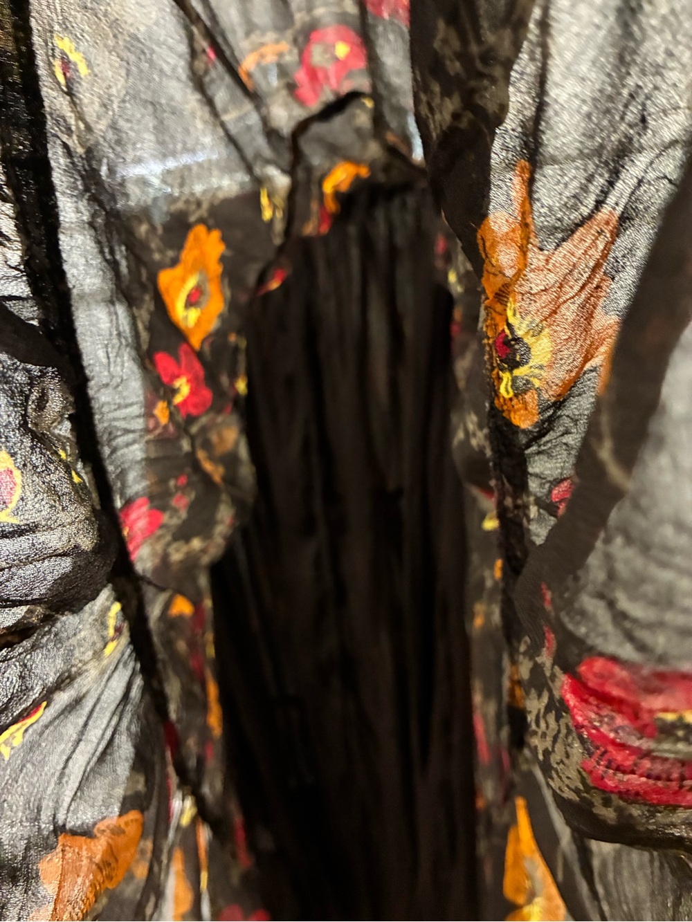 Krazy Kat Women’s Brown Maxi Skirt with Red & Orange Floral Print Size L Autumn - Picture 4 of 6